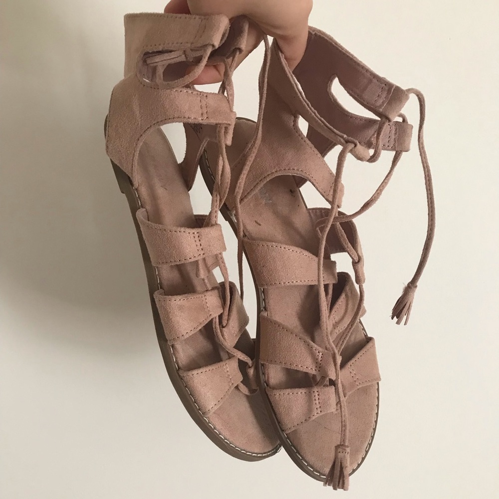 Blush Suede Gladiator Sandals